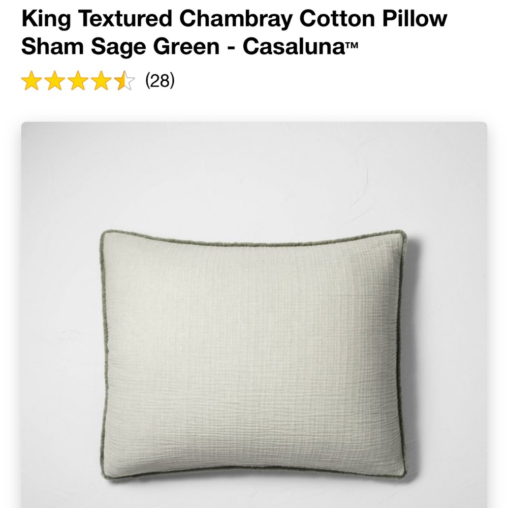 COPY - King Textured Chambray Cotton pillow sham sage green (set of two)